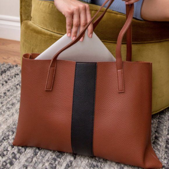 Vince Camuto Handbags - Vince Camuto Vegan Leather Slim Brown Bag/Tote